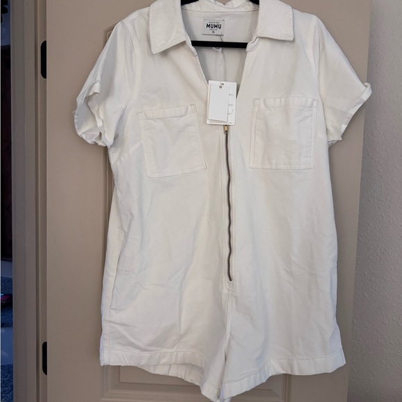 Show Me Your MuMu Pants - Show Me Your Mumu Ranch White Zip-Up Romper